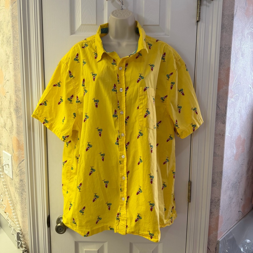 Disney Moana Men’s Yellow Hei Hei Button Up Cotton Shirt XXL